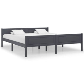 Berkfield Bed Frame Solid Pinewood Grey 180x200 cm 6FT Super King