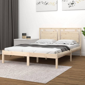 Berkfield Bed Frame Solid Wood 120x190 cm 4FT Small Double