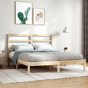 Berkfield Bed Frame Solid Wood 135x190 cm 4FT6 Double