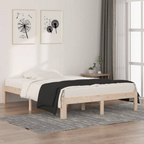 Berkfield Bed Frame Solid Wood 135x190 cm Double