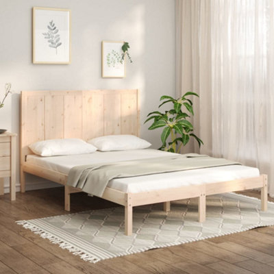 Light wood store bed frame queen