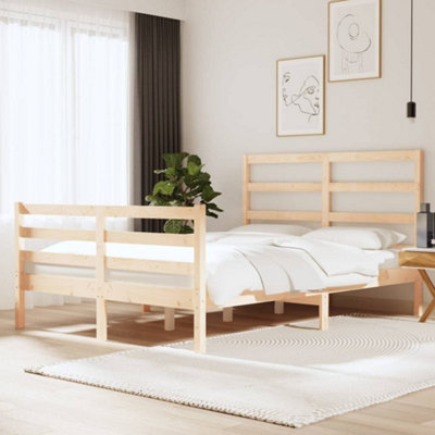 Berkfield Bed Frame Solid Wood Pine 135x190 cm 4FT6 Double DIY