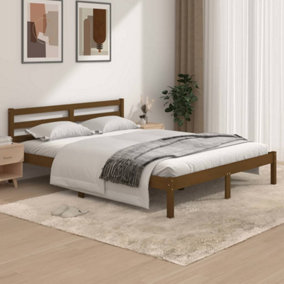 Berkfield Bed Frame Solid Wood Pine 150x200 cm Honey Brown King Size