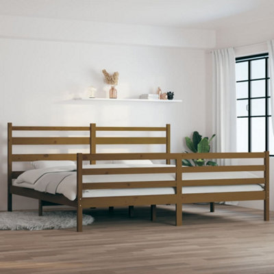 Berkfield Bed Frame Solid Wood Pine 200x200 cm Honey Brown