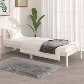 Berkfield Bed Frame Solid Wood Pine 75x190 cm White Small Single