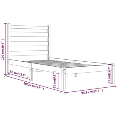 Berkfield Bed Frame Solid Wood Pine 90x190 cm 3FT Single