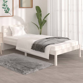 Berkfield Bed Frame Solid Wood Pine 90x190 cm White Single