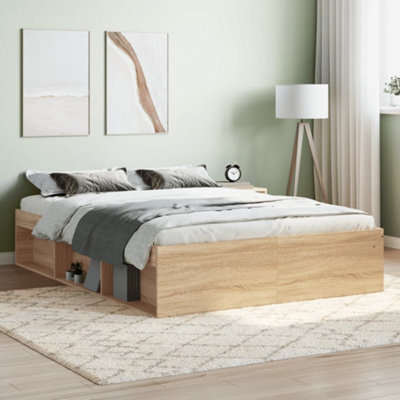Berkfield Bed Frame Sonoma Oak 135x190 cm Double DIY at B Q