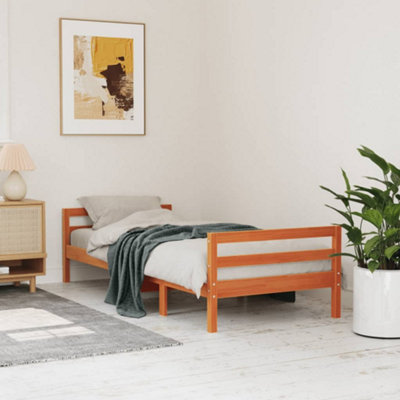 Berkfield Bed Frame Wax Brown 75x190 cm Small Single Solid Wood Pine