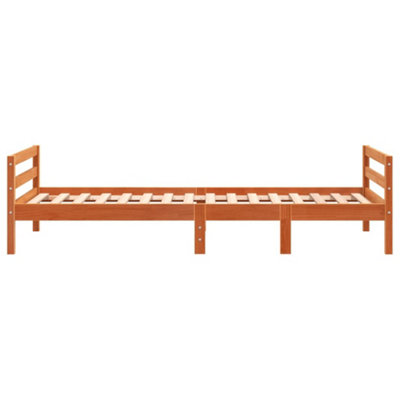 Berkfield Bed Frame Wax Brown 75x190 cm Small Single Solid Wood Pine