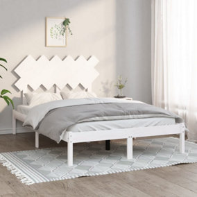 Berkfield Bed Frame White 135x190 cm 4FT6 Double Solid Wood
