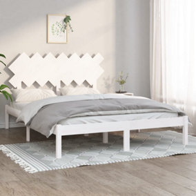 Berkfield Bed Frame White 150x200 cm 5FT King Size Solid Wood