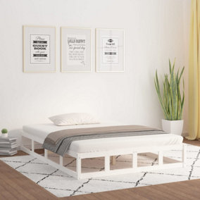 Berkfield Bed Frame White 150x200 cm King Size Solid Wood