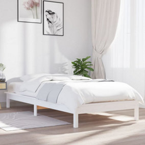 Berkfield Bed Frame White 75x190 cm Small Single Solid Wood Pine