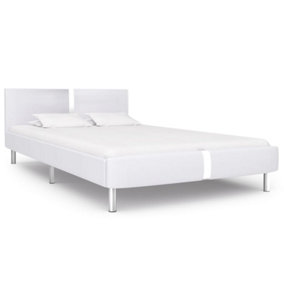 Berkfield Bed Frame White Faux Leather 135x190 cm 4FT6 Double
