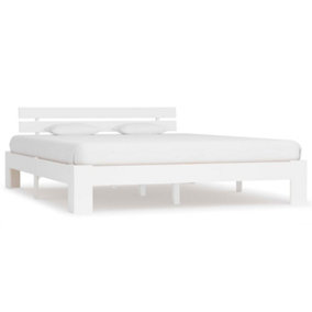 Berkfield Bed Frame White Solid Pine Wood 180x200 cm 6FT Super King