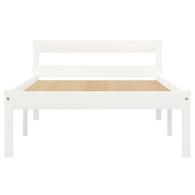 Berkfield Bed Frame White Solid Pine Wood 90x200 cm
