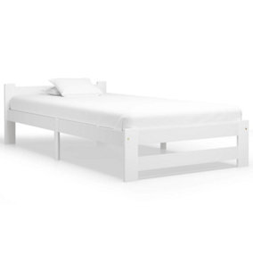 Berkfield Bed Frame White Solid Pine Wood 90x200 cm