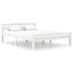Berkfield Bed Frame White Solid Pinewood 140x200 cm