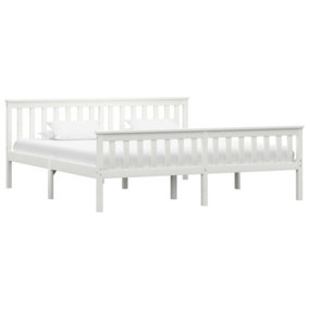 Berkfield Bed Frame White Solid Pinewood 180x200 cm 6FT Super King