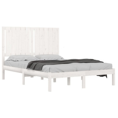 Berkfield Bed Frame White Solid Wood 120x190 cm 4FT Small Double