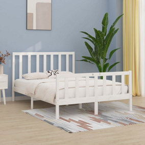 Berkfield Bed Frame White Solid Wood 140x190 cm