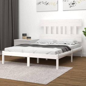 Berkfield Bed Frame White Solid Wood 140x200 cm