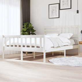 Berkfield Bed Frame White Solid Wood 150x200 cm King Size