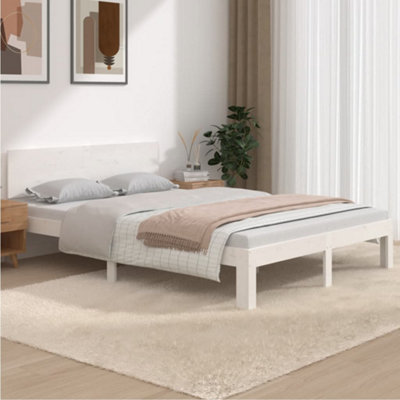 Berkfield Bed Frame White Solid Wood 150x200 cm King Size