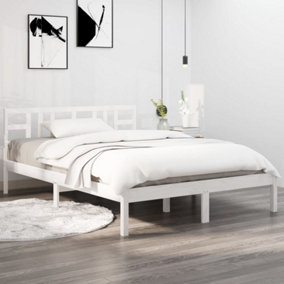 Berkfield Bed Frame White Solid Wood 160x200 cm