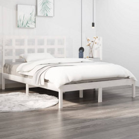 Berkfield Bed Frame White Solid Wood 180x200 cm 6FT Super King