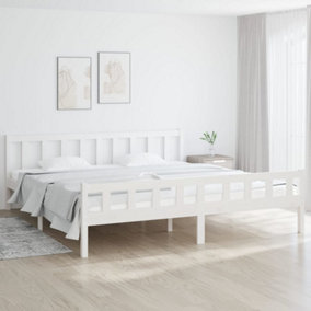 Berkfield Bed Frame White Solid Wood 180x200 cm Super King Size