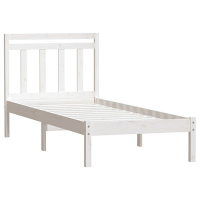 Berkfield Bed Frame White Solid Wood 75x190 cm 2FT6 Small Single