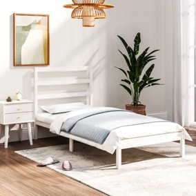 Berkfield Bed Frame White Solid Wood 75x190 cm Small Single