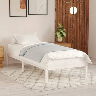 Berkfield Bed Frame White Solid Wood 75x190 cm Small Single