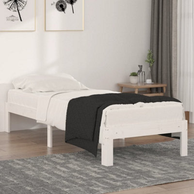 Berkfield Bed Frame White Solid Wood 75x190 cm Small Single