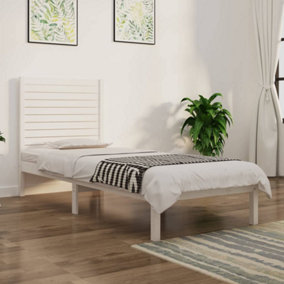 Berkfield Bed Frame White Solid Wood 90x190 cm 3FT6 Single