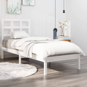 Berkfield Bed Frame White Solid Wood 90x200 cm