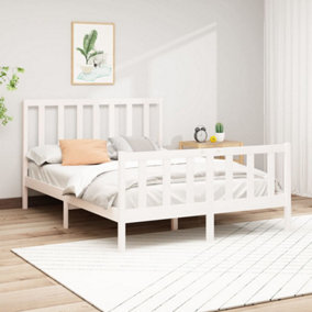 Berkfield Bed Frame White Solid Wood Pine 120x200 cm