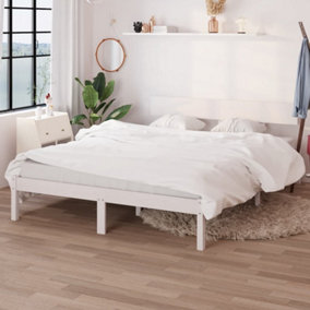 Berkfield Bed Frame White Solid Wood Pine 135x190 cm Double