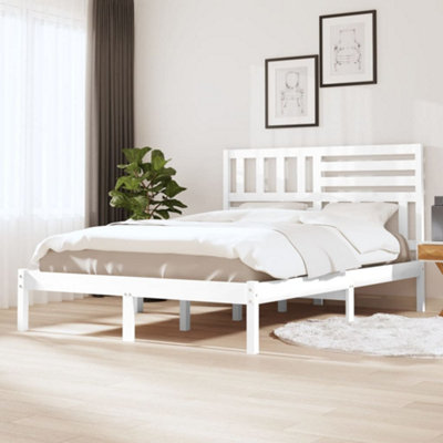 Berkfield Bed Frame White Solid Wood Pine 140x190 cm