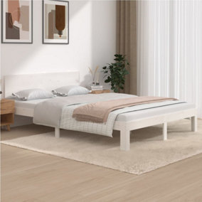 Berkfield Bed Frame White Solid Wood Pine 140x200 cm