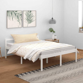 Berkfield Bed Frame White Solid Wood Pine 150x200 cm King Size