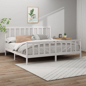 Berkfield Bed Frame White Solid Wood Pine 180x200 cm 6FT Super King