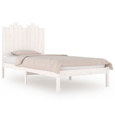 Berkfield Bed Frame White Solid Wood Pine 75x190 cm 2FT6 Small Single