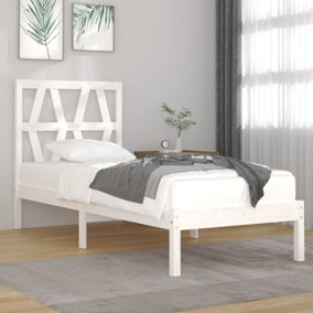 Berkfield Bed Frame White Solid Wood Pine 75x190 cm 2FT6 Small Single