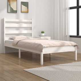 Berkfield Bed Frame White Solid Wood Pine 90x190 cm 3FT Single
