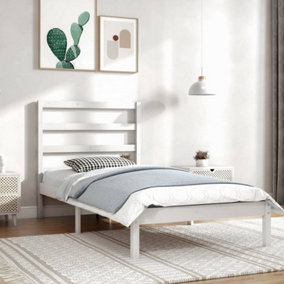 Berkfield Bed Frame White Solid Wood Pine 90x200 cm Single