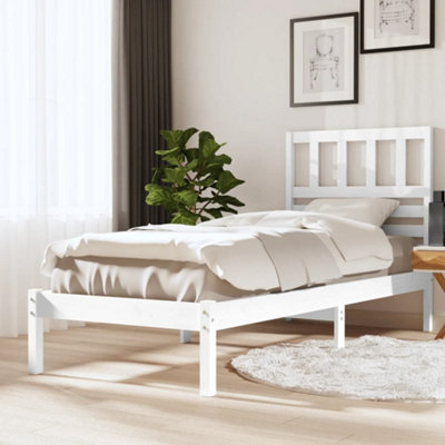 Berkfield Bed Frame White Solid Wood Pine 90x200 cm Single | DIY at B&Q