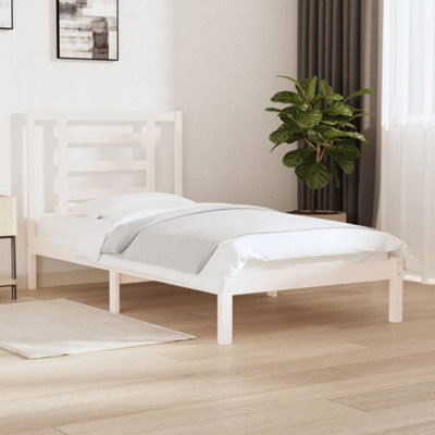 Berkfield Bed Frame White Solid Wood Pine 90x200 cm at B&Q